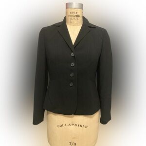 Ann Taylor Structured Black Blazer with Fitted Waist Size 4 Petite